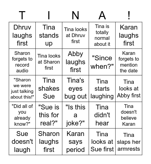 Prank Bingo Card