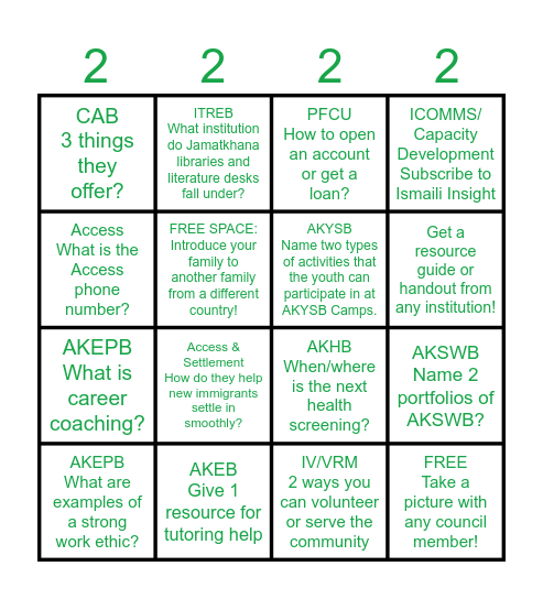 2025 Institutional Fair Bingo (V2) Bingo Card