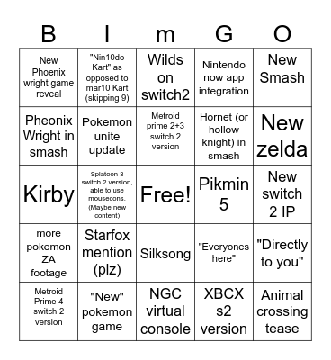 Nintemgo Bingo Card