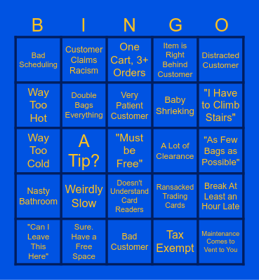 The Walmart Front End Experience Bingo Card