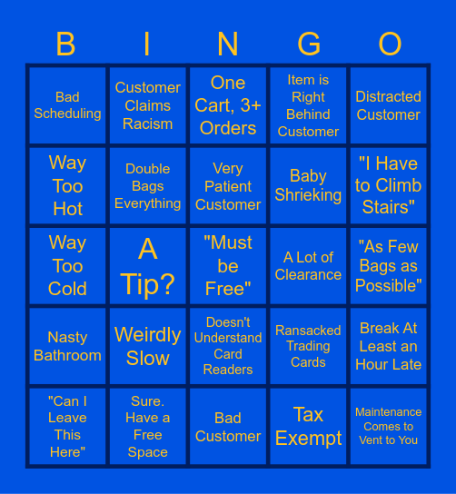 The Walmart Front End Experience Bingo Card