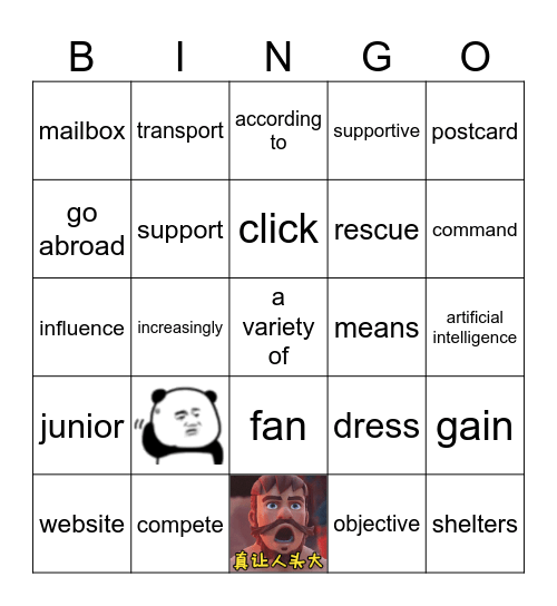 Week 6(A-C) Bingo Card