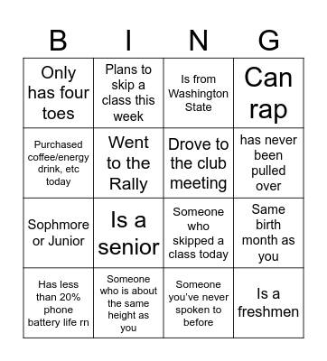 Students For Life Bingo Card