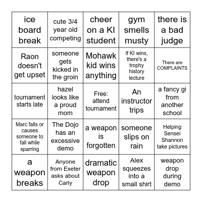 Tournament Bingo Card