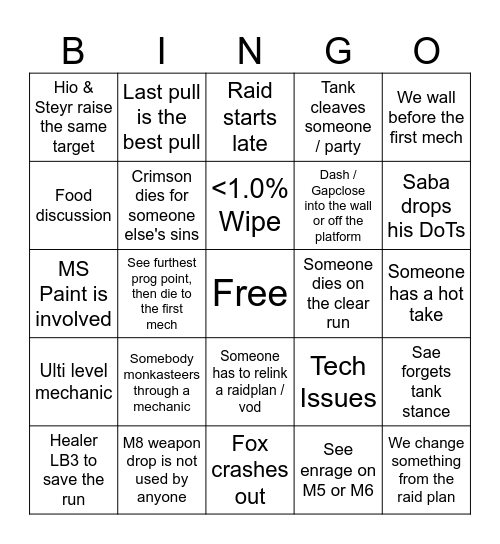 Arcadion week 1 bingo Card