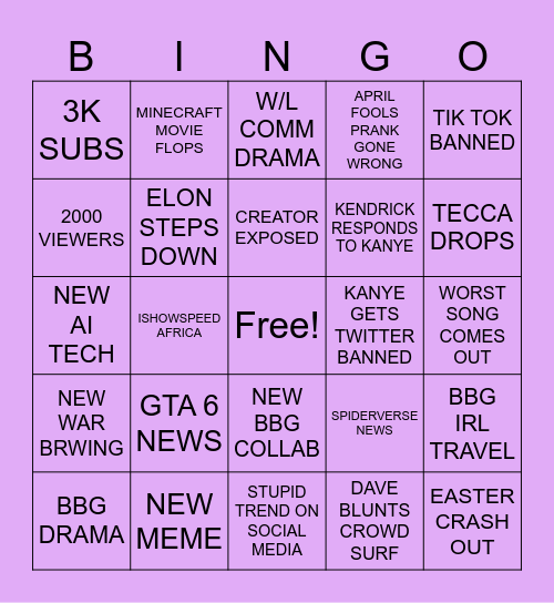APRIL 2025 Bingo Card