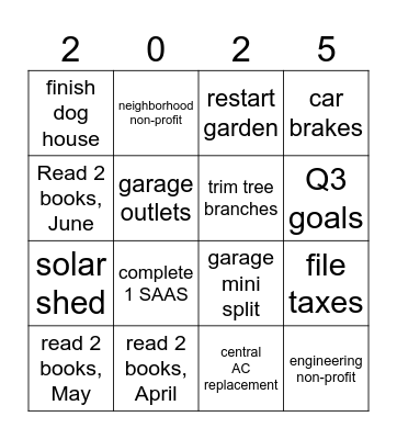 2025 Q2 Bingo Card Bingo Card