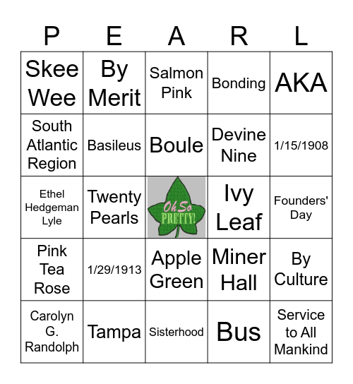 DIO's Gorgeous Pearls Bingo Card