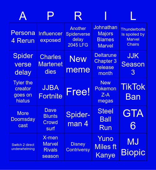 APRIL Bingo Card