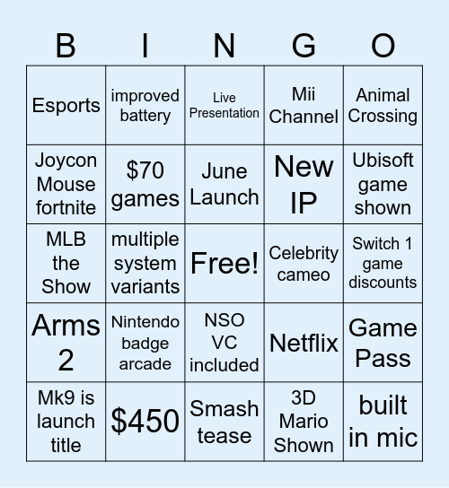 Sobrie_ Switch 2 Direct Bingo Card