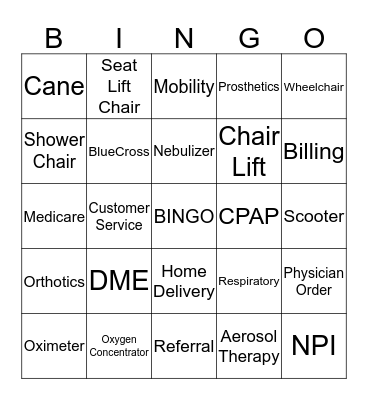 DME Bingo Card