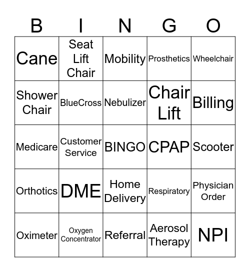 DME Bingo Card