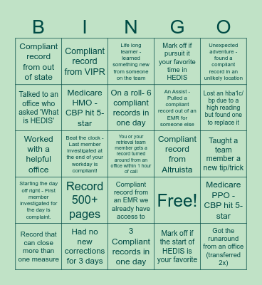 HEDIS MY2024 Bingo Card