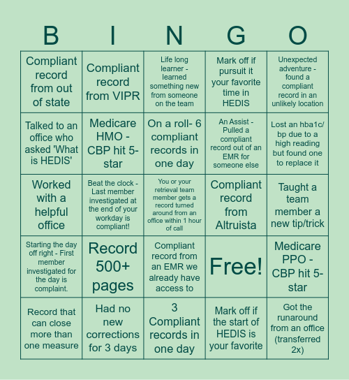 HEDIS MY2024 Bingo Card