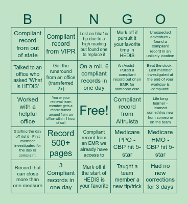 HEDIS MY2024 Bingo Card