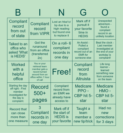 HEDIS MY2024 Bingo Card
