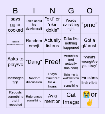 Good Logan Bingo Card