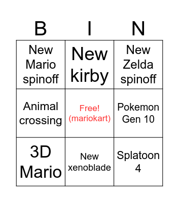 NS2 Bingo Card