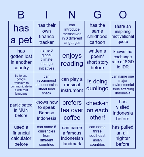 plbb 3.0 check-in #2 Bingo Card