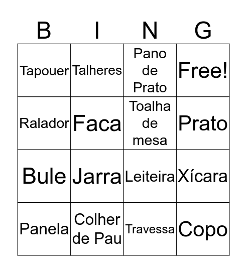 Chá de Cozinha Bingo Card