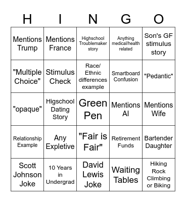Hartlaub Bingo Card