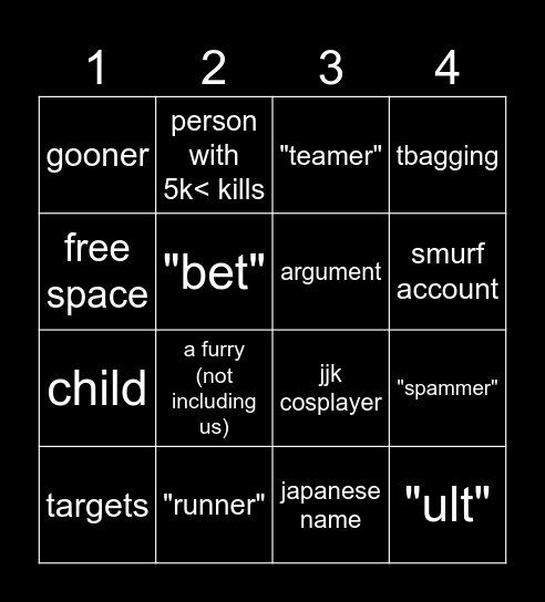 battlegrounds bingo Card