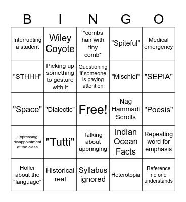 Toni Morrison: An Ethical Poetics Bingo Card