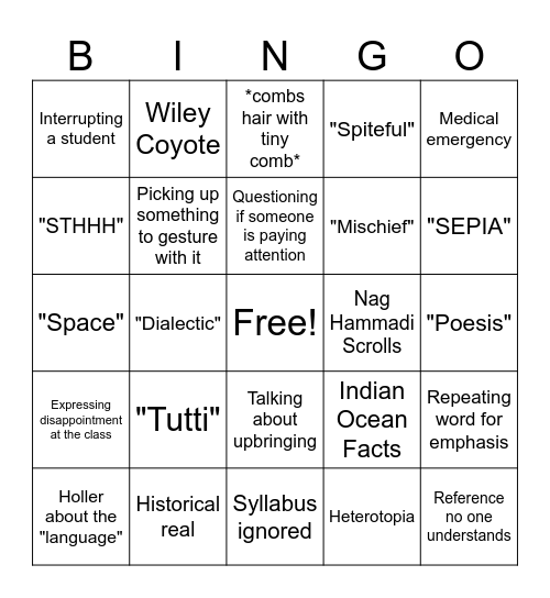 Toni Morrison: An Ethical Poetics Bingo Card