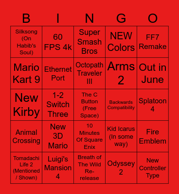 Switch 2 Direct Bingo Card Bingo Card