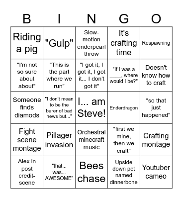 Minecraft Bingo Card