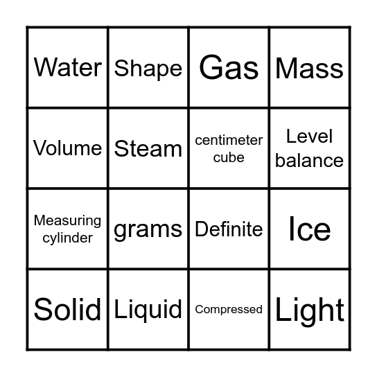 P4 Matter Bingo Card