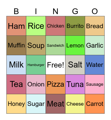 Food Bingo Card