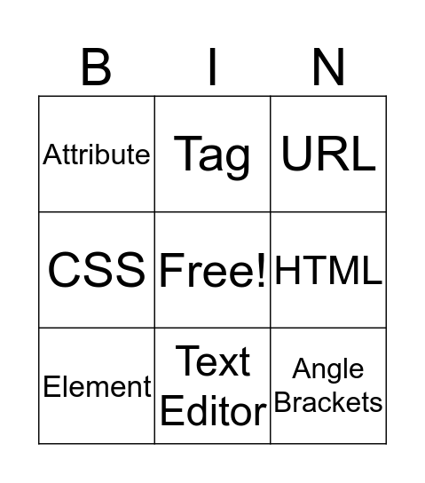 Web Design Bingo Card