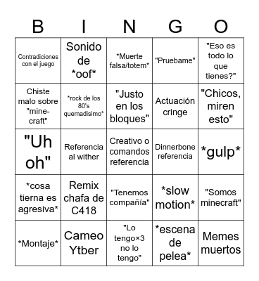 Película de Minecraft Bingo Card