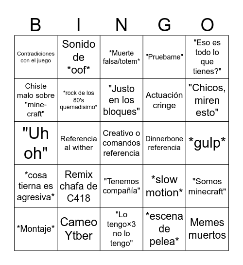 Película de Minecraft Bingo Card