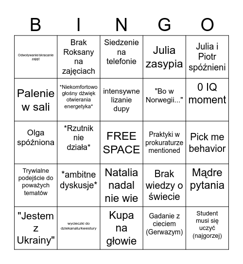 Vistula bingo Card