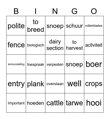 Unit 4 Bingo Card