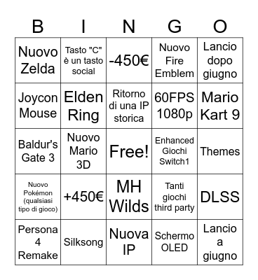 Switch 2 Direct Bingo Card
