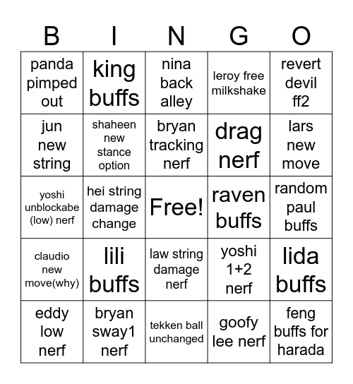 purple tekken bingo Card