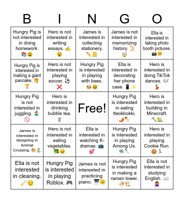 B21 U4 Interested In Bingo Card