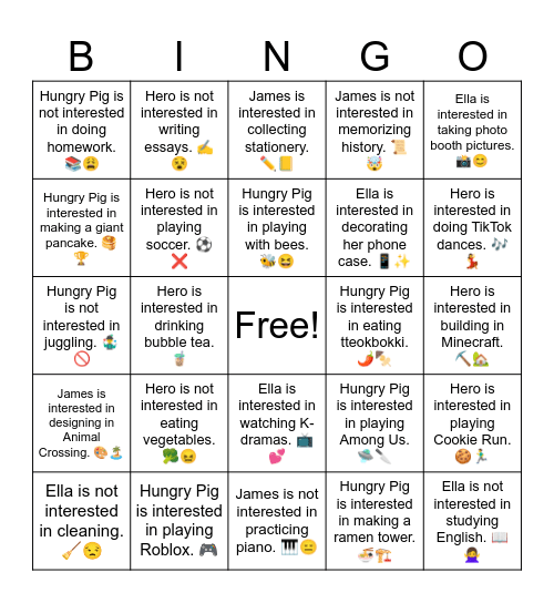 B21 U4 Interested In Bingo Card
