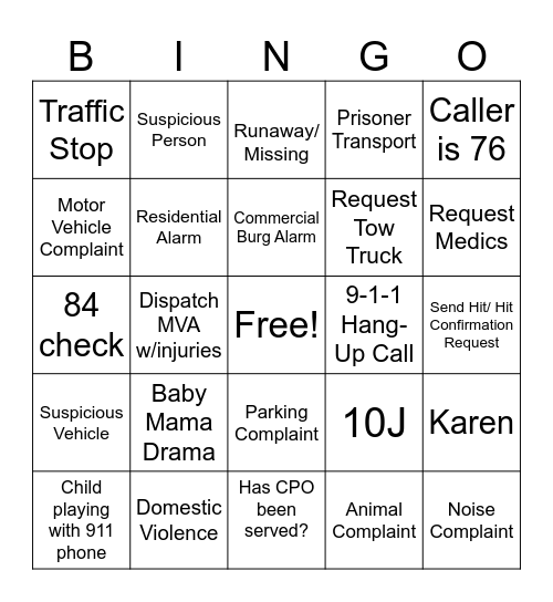 Dispatch Bingo Card