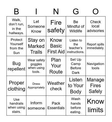 SAFETY BINGO Card