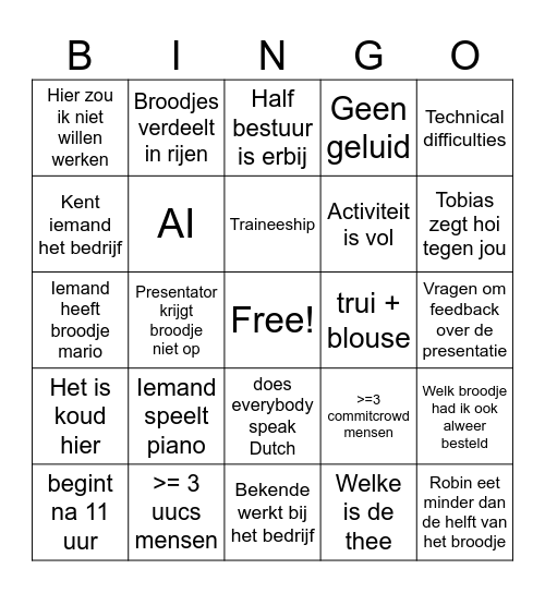 Lunch Lecture Bingo Card