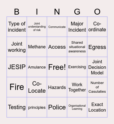Multi - Agency Ice Breaker Bingo Card