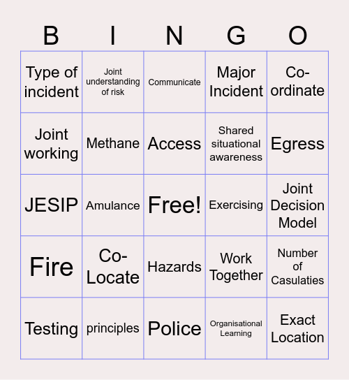Multi - Agency Ice Breaker Bingo Card