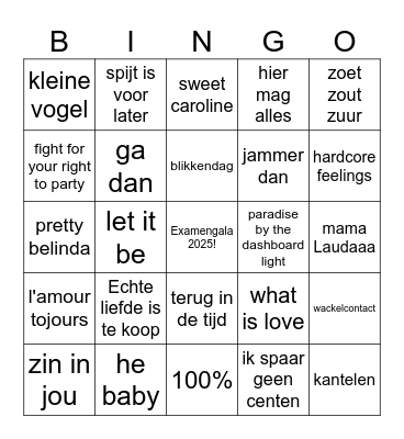 Muziek bingo Card