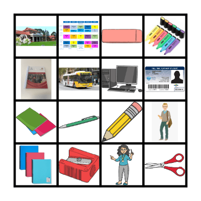 School Vocabulary Bingo Card