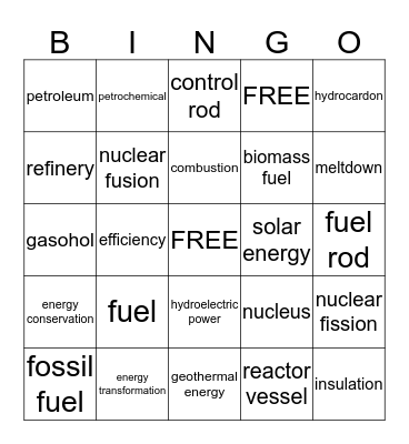 Energy Resources Bingo Card