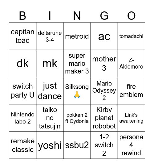 switch2 Bingo Card